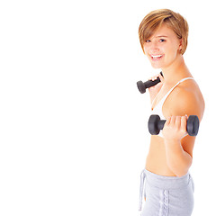 Image showing Young Woman Lifting Weights