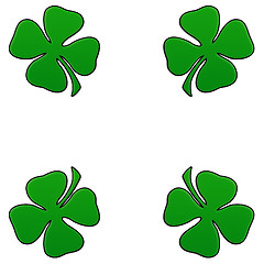 Image showing Irish Shamrock In Four Corners Border