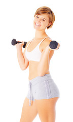Image showing Young Woman Lifting Weights