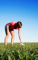 Image showing Young Woman Playing Soccer