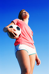 Image showing Young Woman Playing Soccer