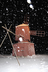 Image showing Snowy Night Windmill