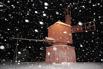 Image showing Snowy Night Windmill