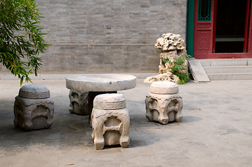 Image showing Tone furniture at Chinese garden