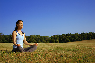 Image showing Girl Practicing Yoga In Field