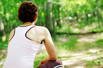 Image showing Mature Woman Runner Resting