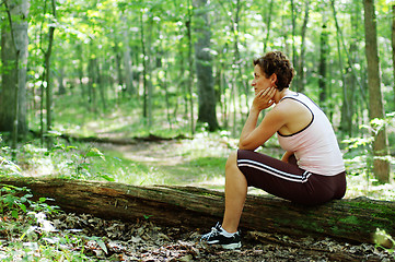 Image showing Mature Woman Runner Resting
