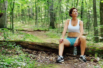 Image showing Mature Woman Runner Resting