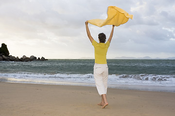 Image showing Happy woman on a beach