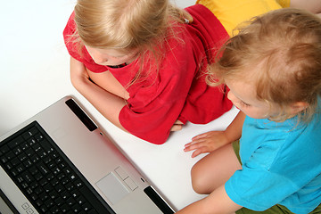 Image showing Playing on laptop