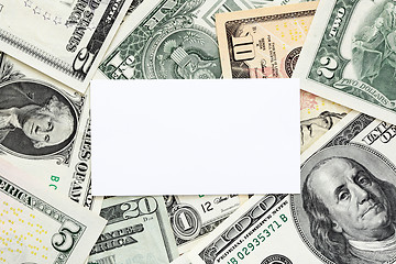 Image showing Blank business card on money background