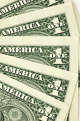 Image showing Closeup shot of one dollar bills