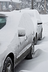 Image showing Cars under winter storm.