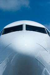 Image showing Front view of passenger airplane