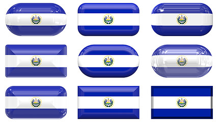 Image showing nine glass buttons of the Flag of El Salvador