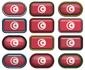 Image showing 12 buttons of the Flag of Tunisia