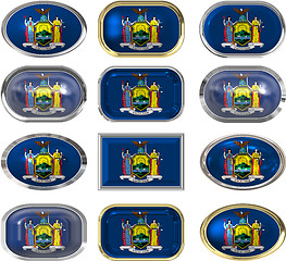 Image showing 12 buttons of the Flag of New York