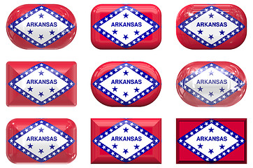 Image showing nine glass buttons of the Flag of Arkansas