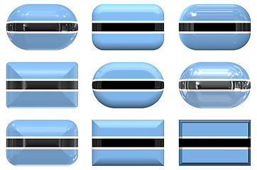 Image showing nine glass buttons of the Flag of Botswana