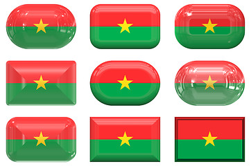 Image showing nine glass buttons of the Flag of Burkina Faso