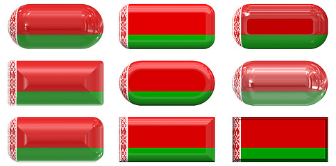 Image showing nine glass buttons of the Flag of Belarus