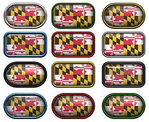 Image showing 12 buttons of the Flag of Maryland