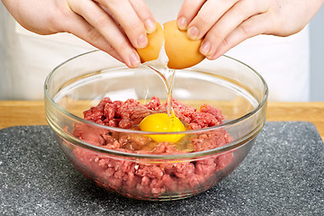 Image showing Cooking with egg and ground beef