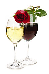 Image showing Wine with red rose