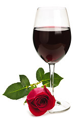 Image showing Wine with red rose