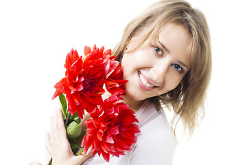 Image showing Face of happy woman with watermelon