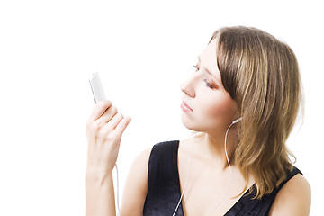 Image showing Woman listen music