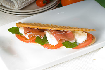 Image showing panini caprese and parma ham