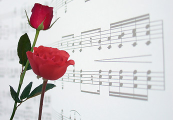 Image showing red roses and music
