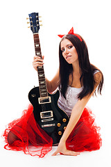 Image showing Seductive woman with guitar