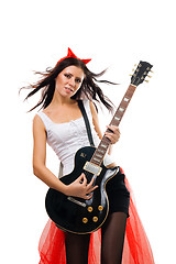 Image showing Evil woman rock star guitarist