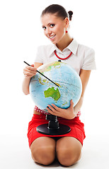 Image showing woman with globe