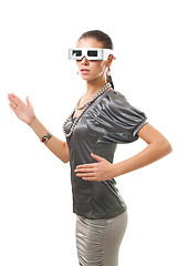 Image showing woman robot in silver glasses