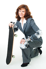 Image showing Bussiness woman with skate