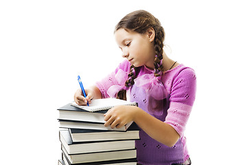 Image showing Teenager girl do homework