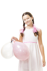 Image showing teenager girl with pink balloons