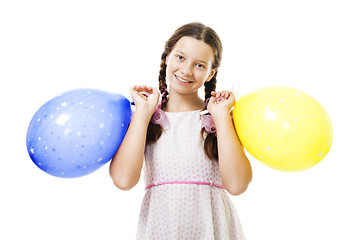 Image showing Teenager girl standing with ballons