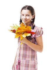 Image showing Positive girl with maple leafs