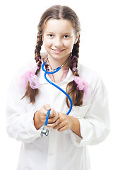 Image showing Positive teenager girl pretend to be a doctor