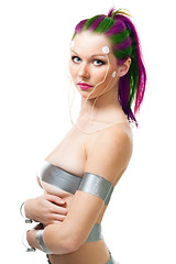 Image showing futuristic woman with brain sensors