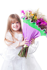 Image showing Little girl with flowers