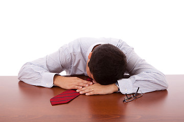 Image showing Businessman sleeping at the office