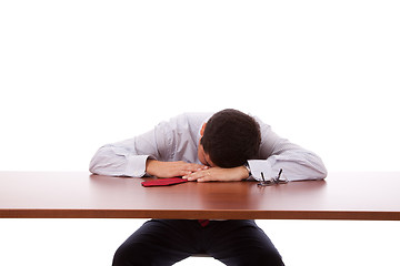 Image showing Businessman sleeping at the office