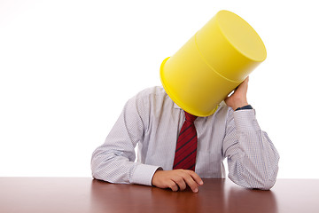 Image showing Bucket head businessman