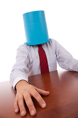 Image showing Bucket head businessman