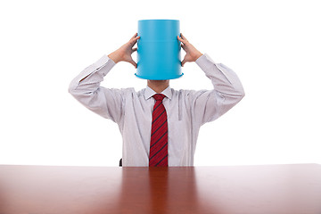 Image showing Bucket head businessman